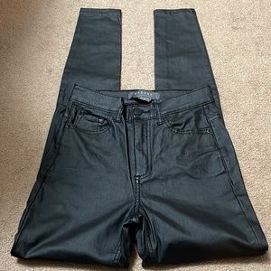 Harper Faux Leather High Rise Black Coated Skinny Jeans